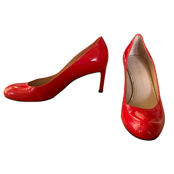 Stuart Weitzman Moody Red Patent Heels Pumps - 7 - Picture 3 of 15